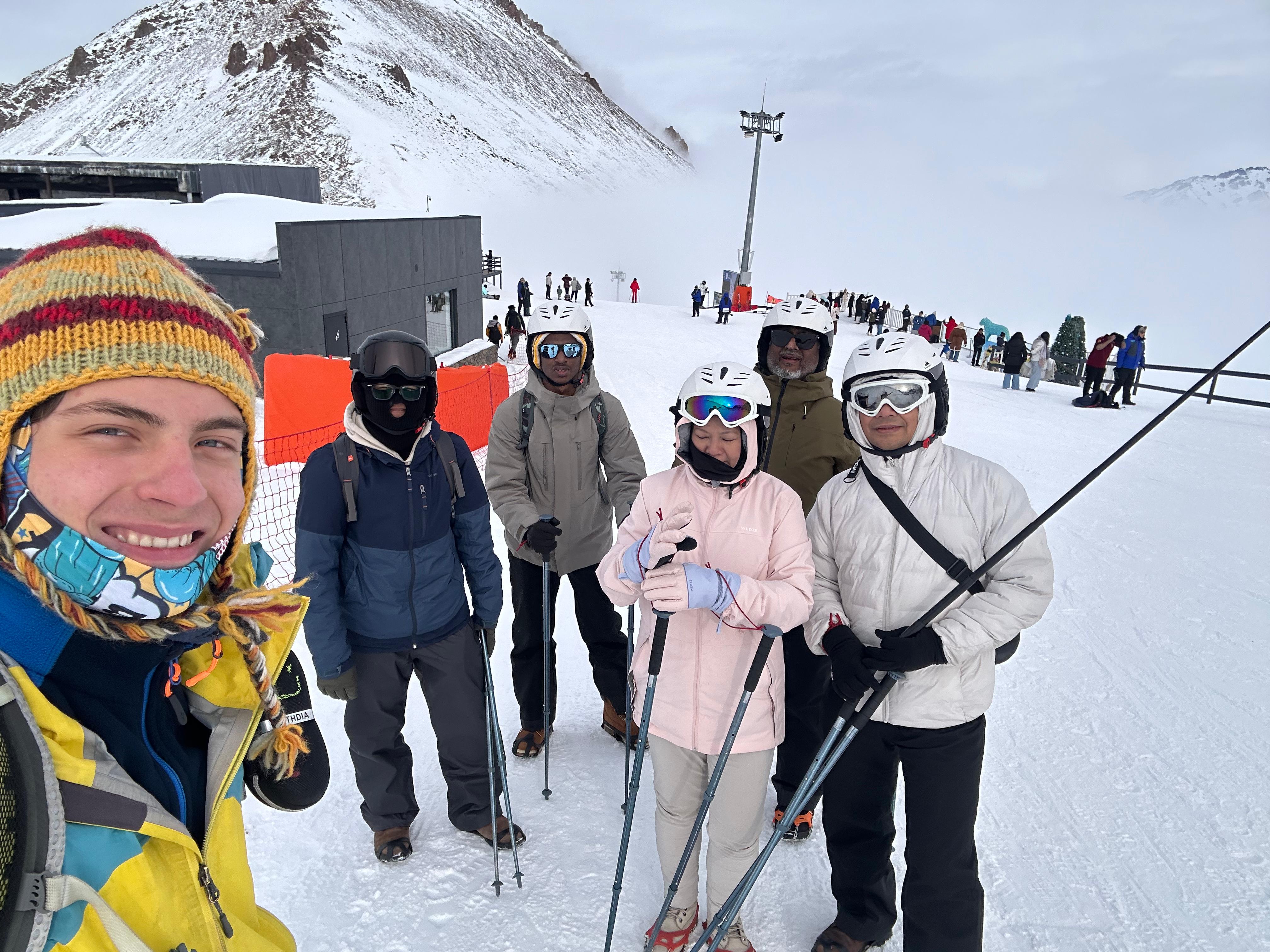 A winter group ready for a mountain day with their guide